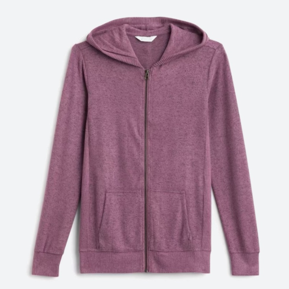 Market & Spruce Blakely Zip Up Hooded Brushed Knit top